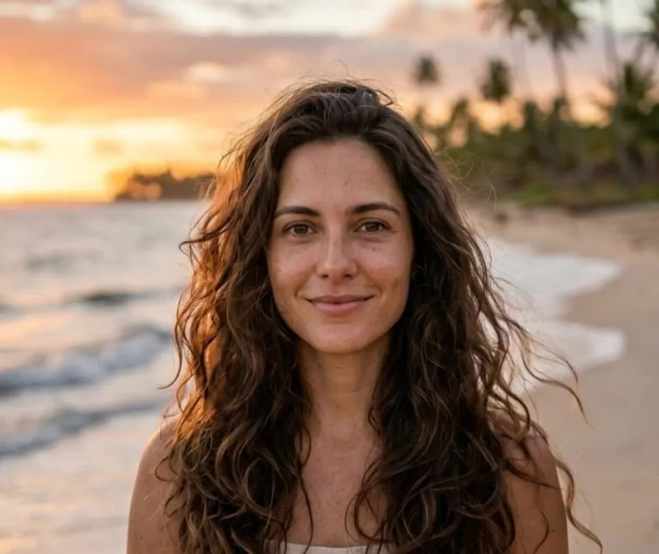 Retrato na praia ganhando vida