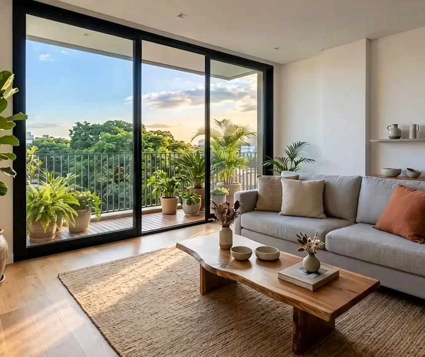 Tour pelo apartamento, a partir de uma foto